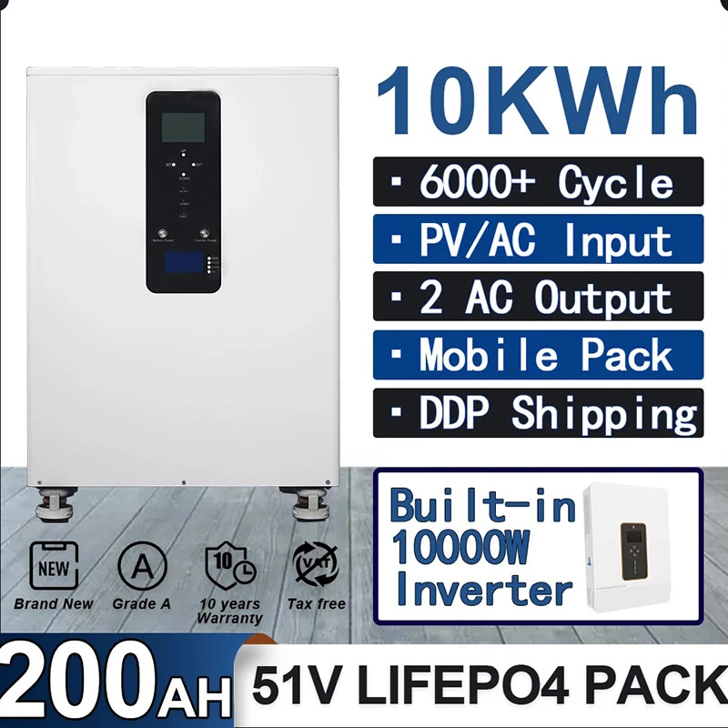 10 to 30KWh 51.2V 200ah to 600Ah LiFePO4 Battery Pack Buitl-in BMS 240V 10KW Output Inverter Monitor Solar ESS WiFi 5 10 to 30KWh 51.2V 200ah to 600Ah LiFePO4 Battery Pack Buitl-in BMS 240V 10KW Output Inverter Monitor Solar ESS WiFi 5