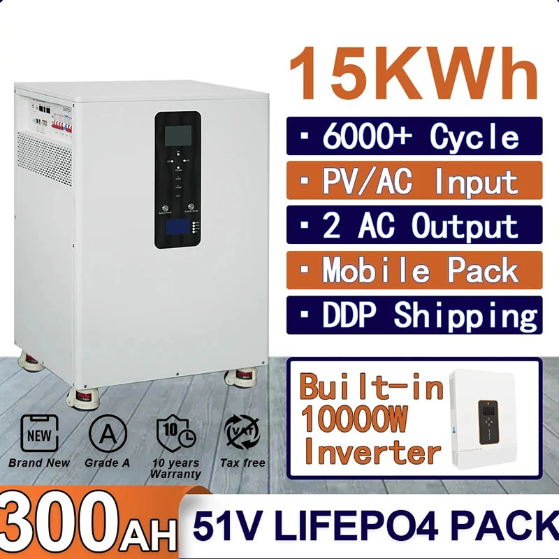 10 to 30KWh 51.2V 200ah to 600Ah LiFePO4 Battery Pack Buitl-in BMS 240V 10KW Output Inverter Monitor Solar ESS WiFi 6 10 to 30KWh 51.2V 200ah to 600Ah LiFePO4 Battery Pack Buitl-in BMS 240V 10KW Output Inverter Monitor Solar ESS WiFi 6