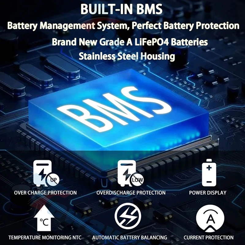 48V 200Ah LiFePO4 Battery Pack 10KWh Power Wall 6000 Cycle Lithium Iron Phosphate Buitl-in BMS CAN RS485 Monitor EU US Tax Free 5