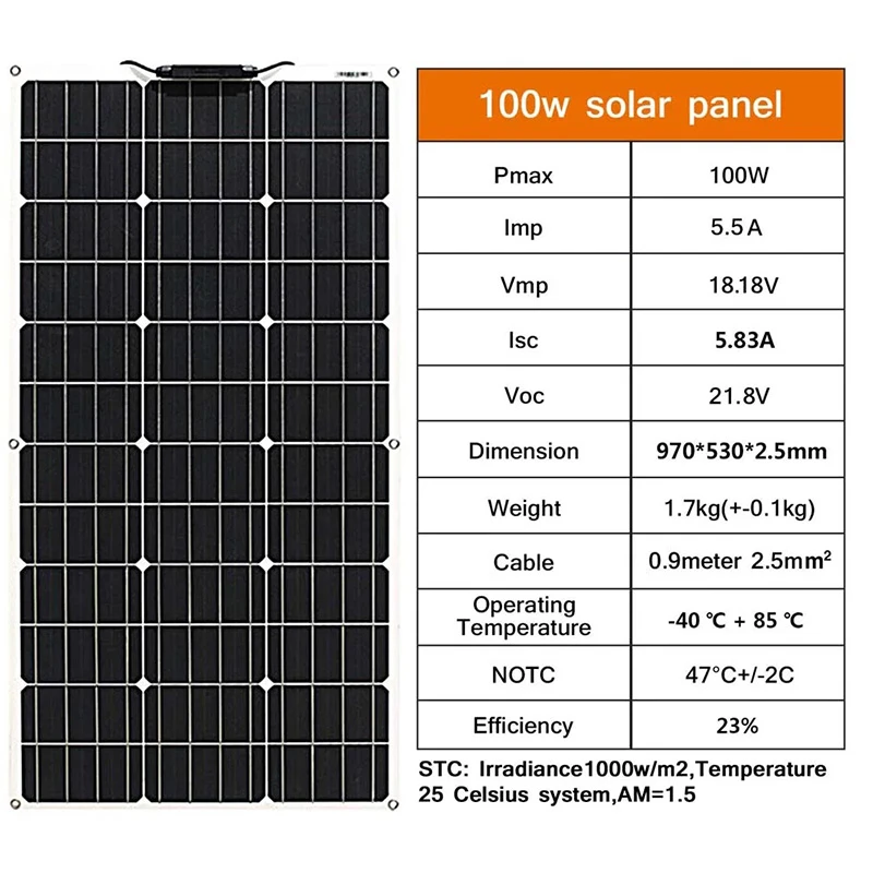 12V Flexible Solar Panel 600W 100W 200W 300W 400W 500W Bendable Waterproof Monocrystalline Best Solar Panel China for RV Boat 2