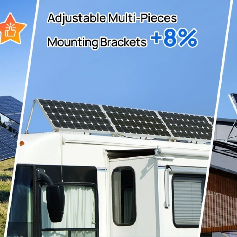 Bifacial 100 Watt 12 Volt Solar Panel Monocrystalline Rigid High-Efficiency PV Module Power Charger for Sunsheds,Rvs 14