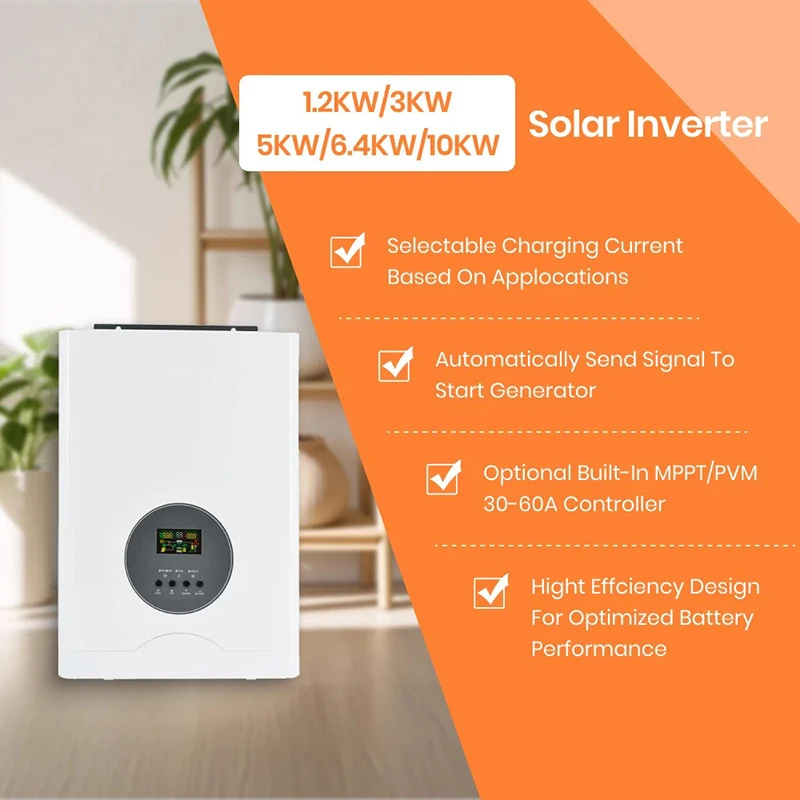Hybrid Solar Inverters Single Phase 110V 120V 1.2kw 3kw 5kw 6.4kw 10kw 20kw One Phase Inverters Compatible with Solar Power Energy Storage System