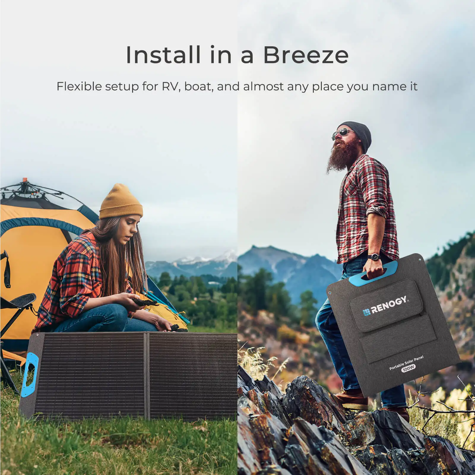 100W Portable Solar Panel, IP65 Waterproof Solar Charger for Camping, Fishing, Outdoor and RV 4