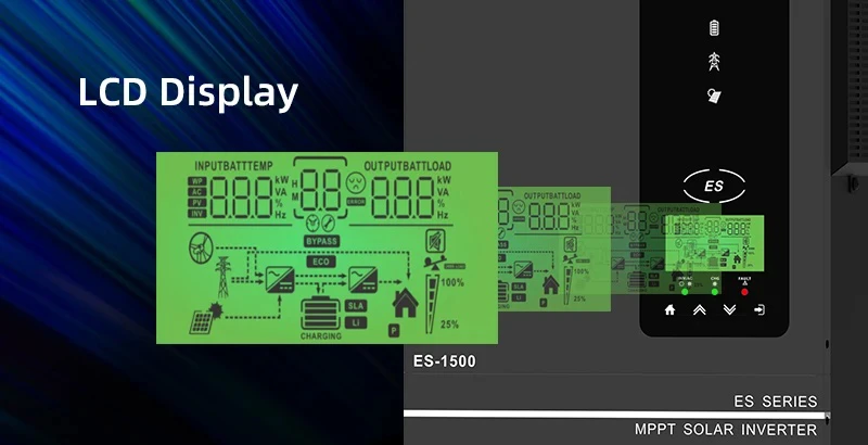 Pure Sine Wave Inverter for Home Backup Power Storage 1500W 1000W Hybrid Solar Inverter 80A MPPT Charger 12V 24V to 230V Max PV 150VDC 11