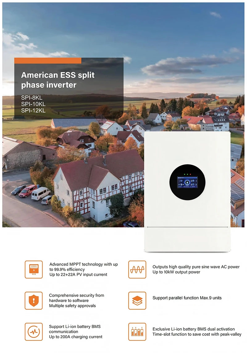US 10Kw 12KW Off Grid Hybrid Solar Inverter Split Phase Inverter 120V 240V Pure Sine Wave 7