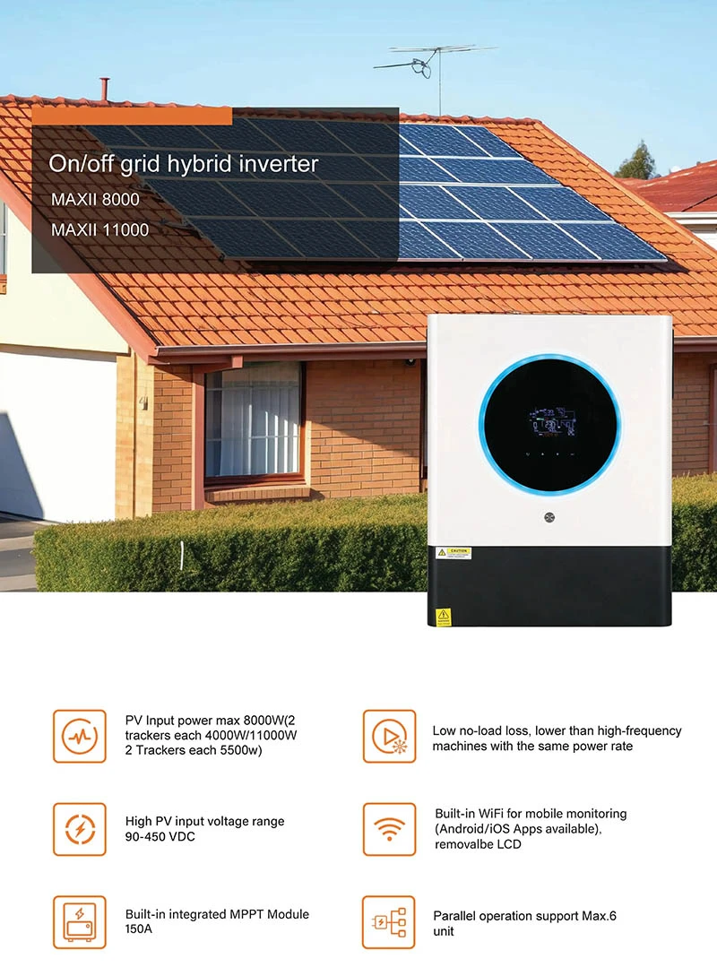 US 10Kw 12KW Off Grid Hybrid Solar Inverter Split Phase Inverter 120V 240V Pure Sine Wave 8