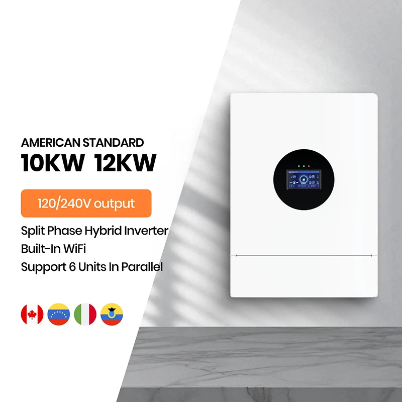 Off Grid Hybrid Solar Inverter 10Kw 12KW Split Phase MPPT Inverters 120V 240V Pure Sine Wave