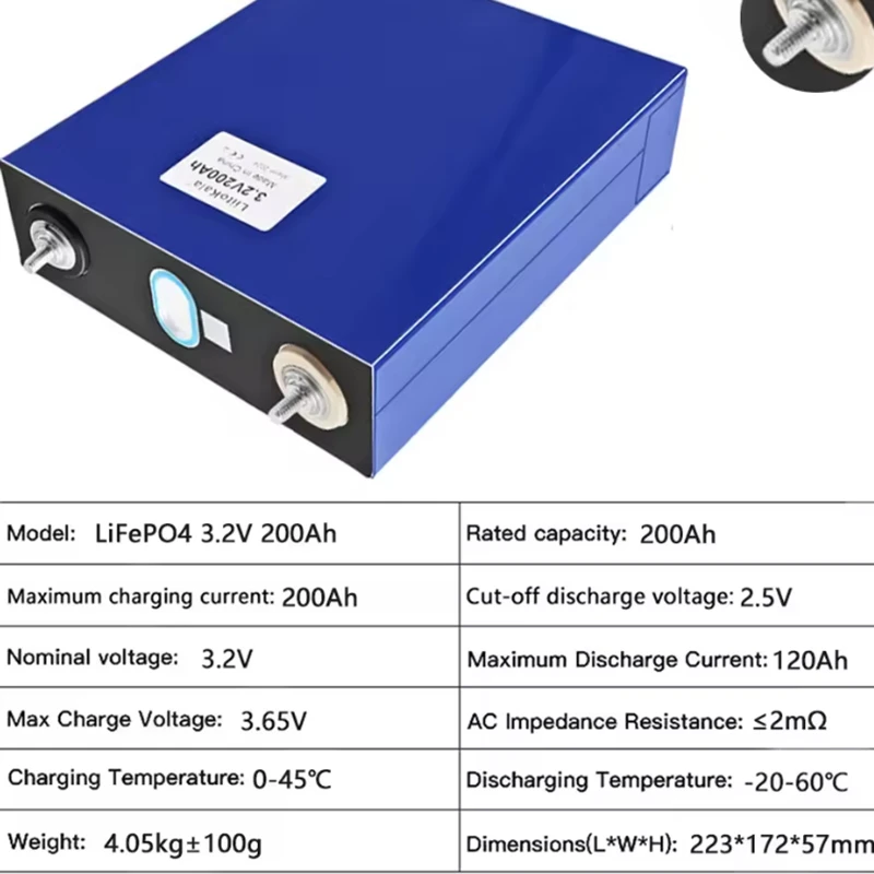 Lithium Batteries for Solar Panels 3.2v 200AH Lifepo4 Cells Rechargeable Battery Lithium Iron Phosphate Cell