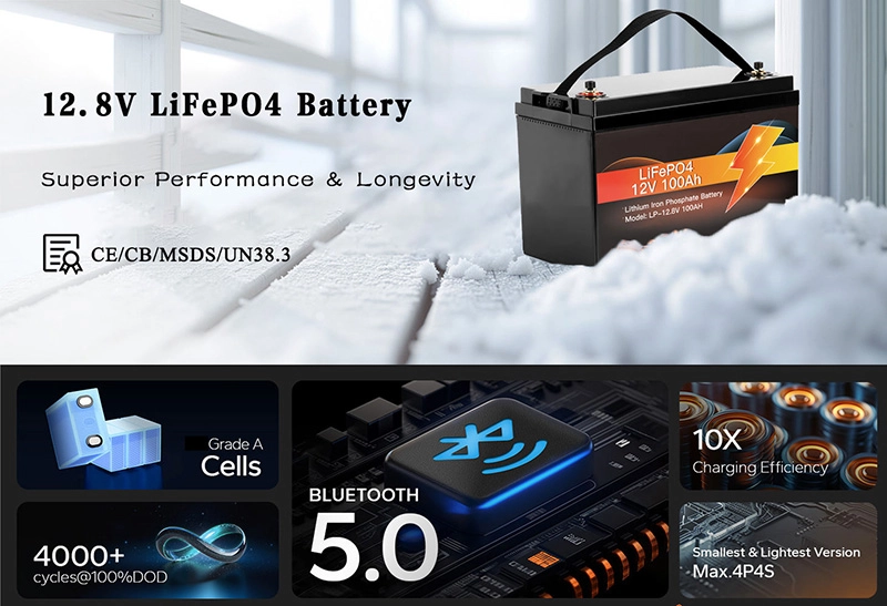12V 100Ah Solar Storage Battery Rechargeable Lithium Ion Batteries 12V LiFePO4 Battery