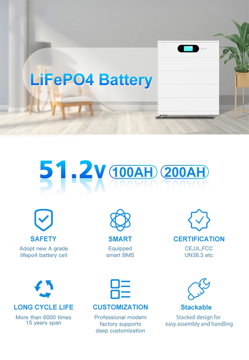 20kWh Stacked Energy Storage Battery All in One Battery Stackable Home Energy Storage System 100Ah 200Ah 20kWh Stacked Energy Storage Battery All in One Battery Stackable Home Energy Storage System 100Ah 200Ah