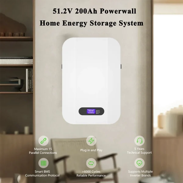 48V 200Ah Solar Powerwall Hybrid Grid Lithium Ion Battery 51.2V 10KWh ...
