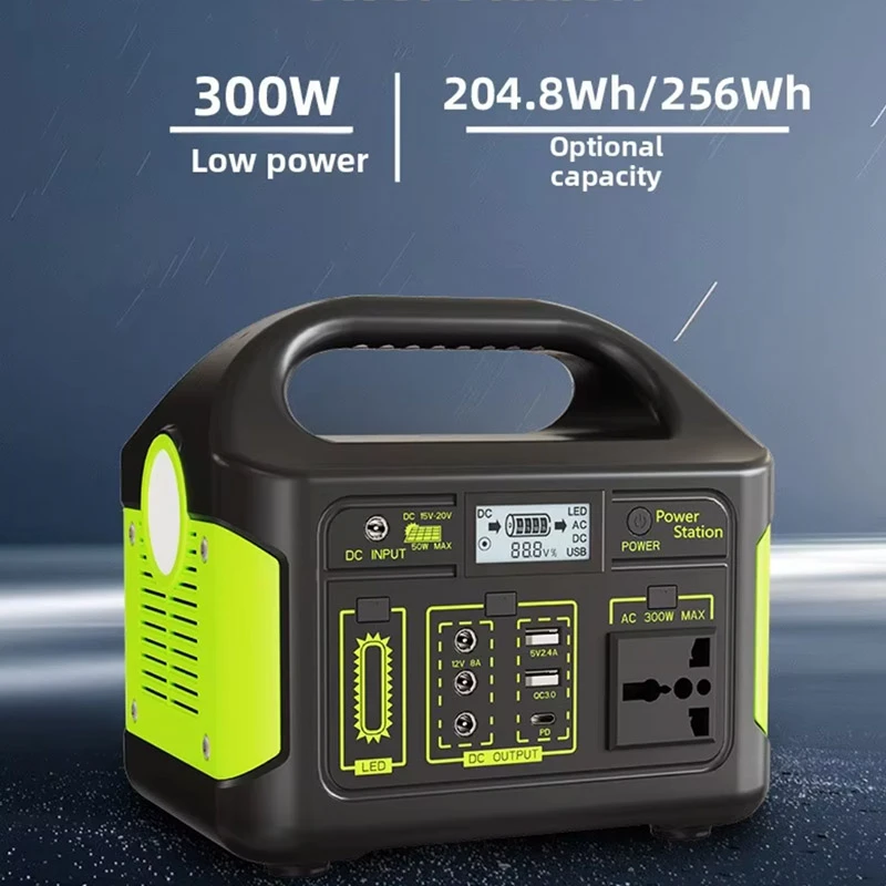 300W 256Wh Portable Power Station Outdoor 220V 110V Large Capacity LiFePO4 Battery with LCD Display Overvoltage Overload Protection 7