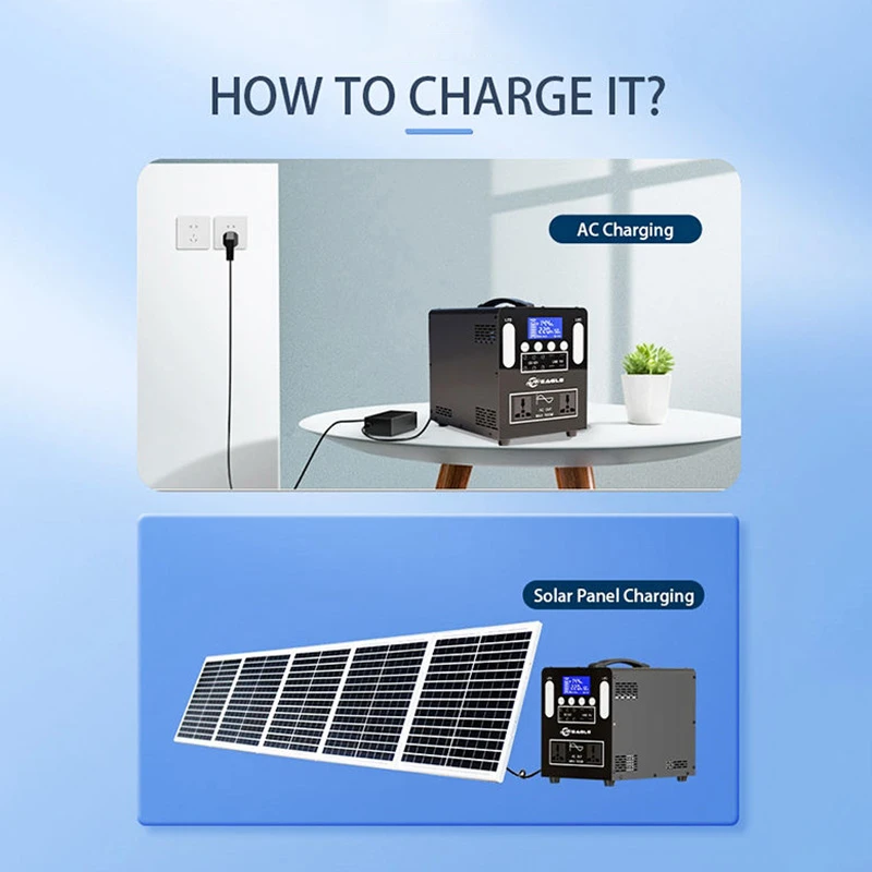 600Wh Portable Power Station 12V50AH 500W 600W Solar Generator with Pure Copper Transformer Solar Panel Charge