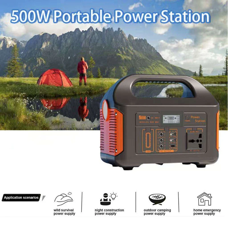 500W Portable Solar Power Station 308WH 384WH 460.8WH AC DC Charging Pure Sine Wave Backup Power Station
