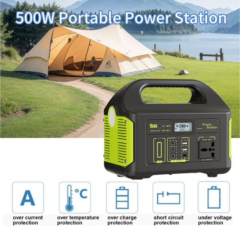 500W Portable Power Station 384WH 460.8WH Portable Solar Generator LiFePO4 Backup Battery Outdoor