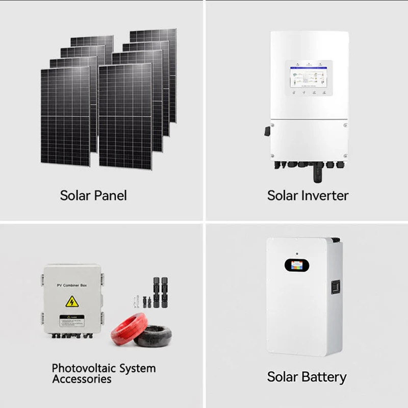 5kW 8kW 10kW Hybrid Off Grid Solar System Complete Residential Solar Kit with LiFePO4 Battery Inverter Solar Panels for Home 2