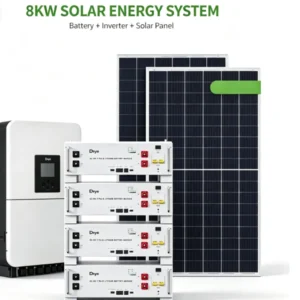 Deye Complete 8KW Hybrid Solar Storage System Full Kit With Deye 5.12kWh Stackable LiFePO4 Battery & Greensun Mono Solar Panels