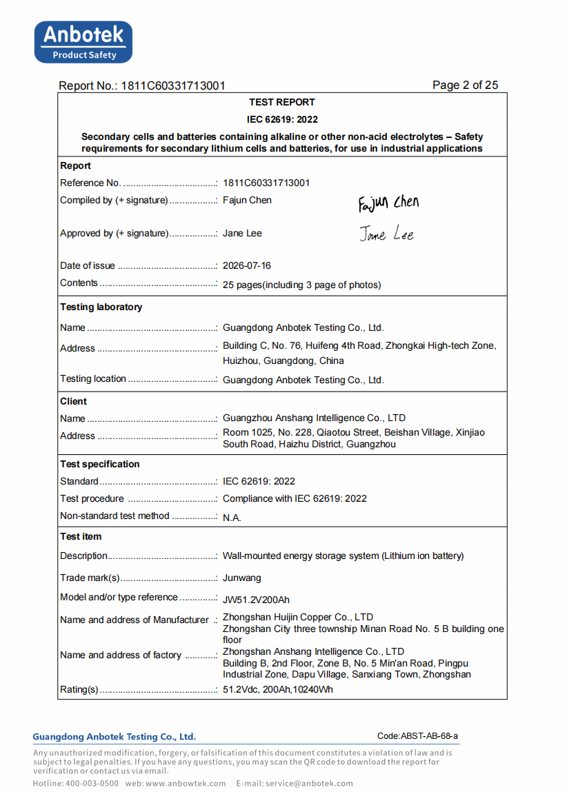 IEC 62619 51.2V 200AH