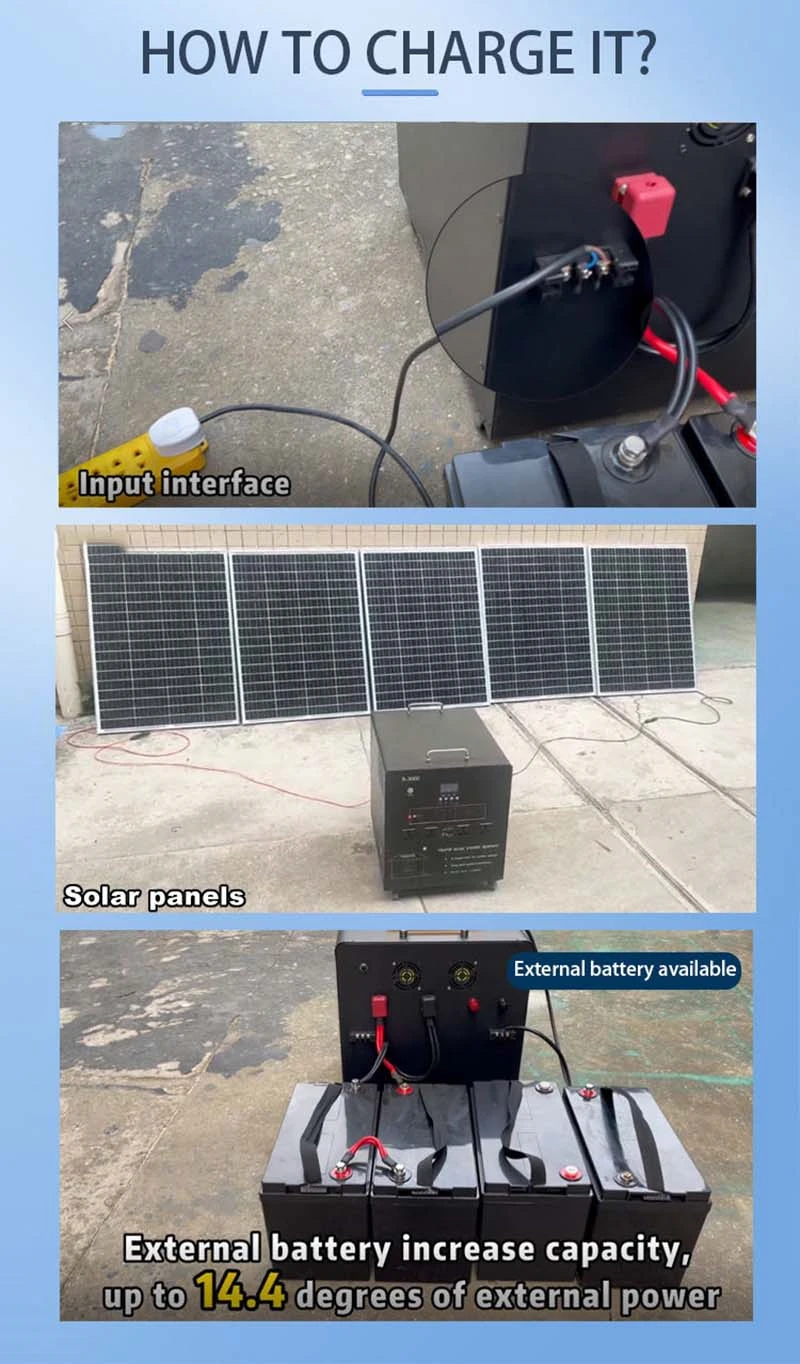 3000W Portable Power Station 2400Wh 24V100AH Portable Solar Generator Outdoor Mobile Power Bank