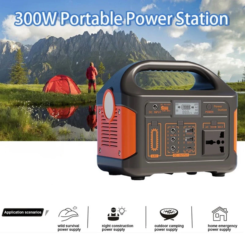 205Wh Portable Power Station 300W Temporary Car Starter 205Wh 256Wh Lithium Battery Pure Sine Wave AC DC Charging
