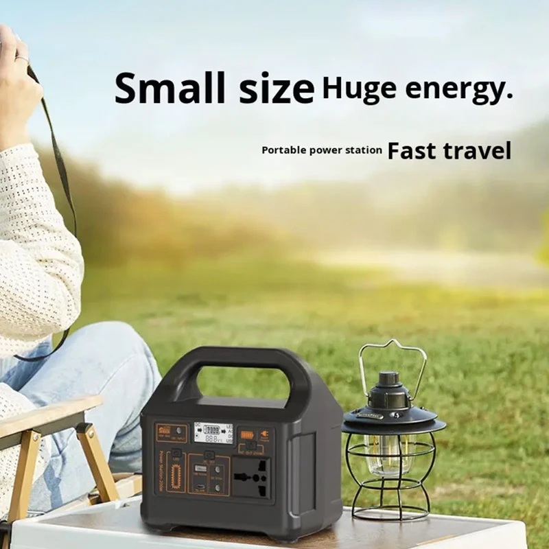 200W Portable Power Station 153.6Wh 110V 220V Outdoor Power Supply Lithium Battery LiFePO4 LED Lighting LCD Display