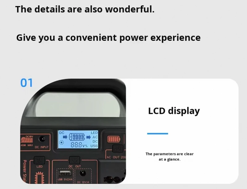 200W Portable Power Station 153.6Wh 110V 220V Outdoor Power Supply Lithium Battery LiFePO4 LED Lighting LCD Display