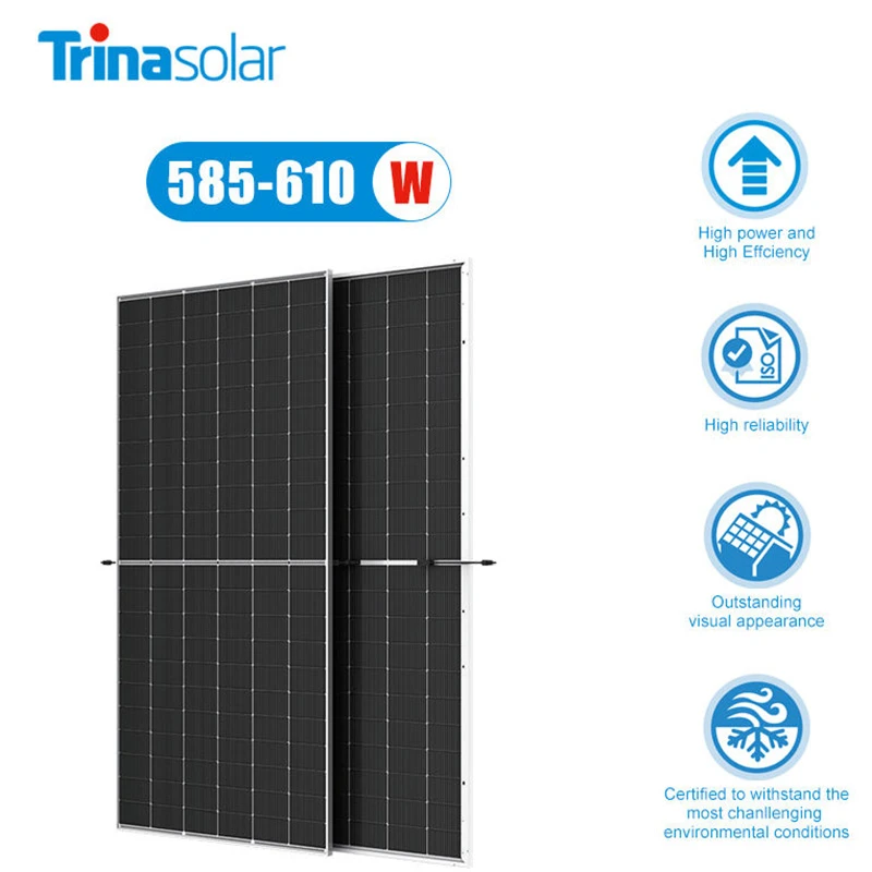 Trina Solar Panels TSM 585w POWER RANGE 585-610W 590W 595W 600W 605W 610W Bifacial Double Glass Solar Module