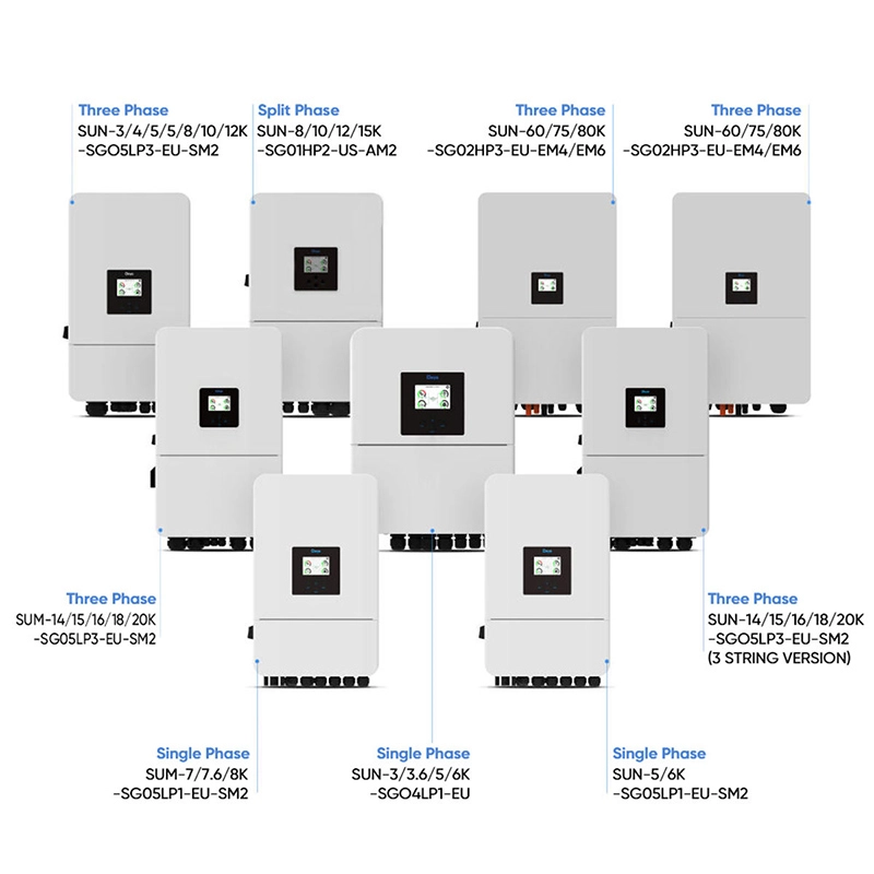 30KW Three Phase Inverter Hybrid HV 30KVA Inverter with Lithium Battery Input Voltage Range 200V to 900VDC