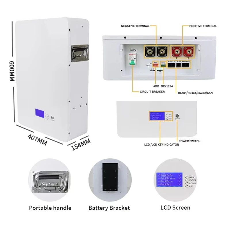 51.2v 100ah Lithium Battery 5kwh 1P16S Lithium Battery Pack with Built in BMS and Circuit Breaker