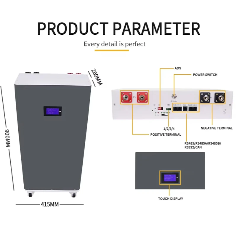 51.2v 314ah Battery Pack Lithium Iron Phosphate Cells LiFePO4 Touch Screen Floor Wheels 8000 Times Lifecycle